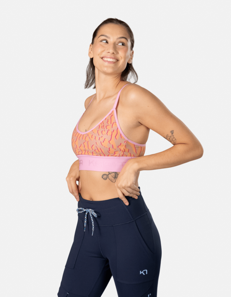 Kari Traa Var Printed Sports Bra in BEIGE