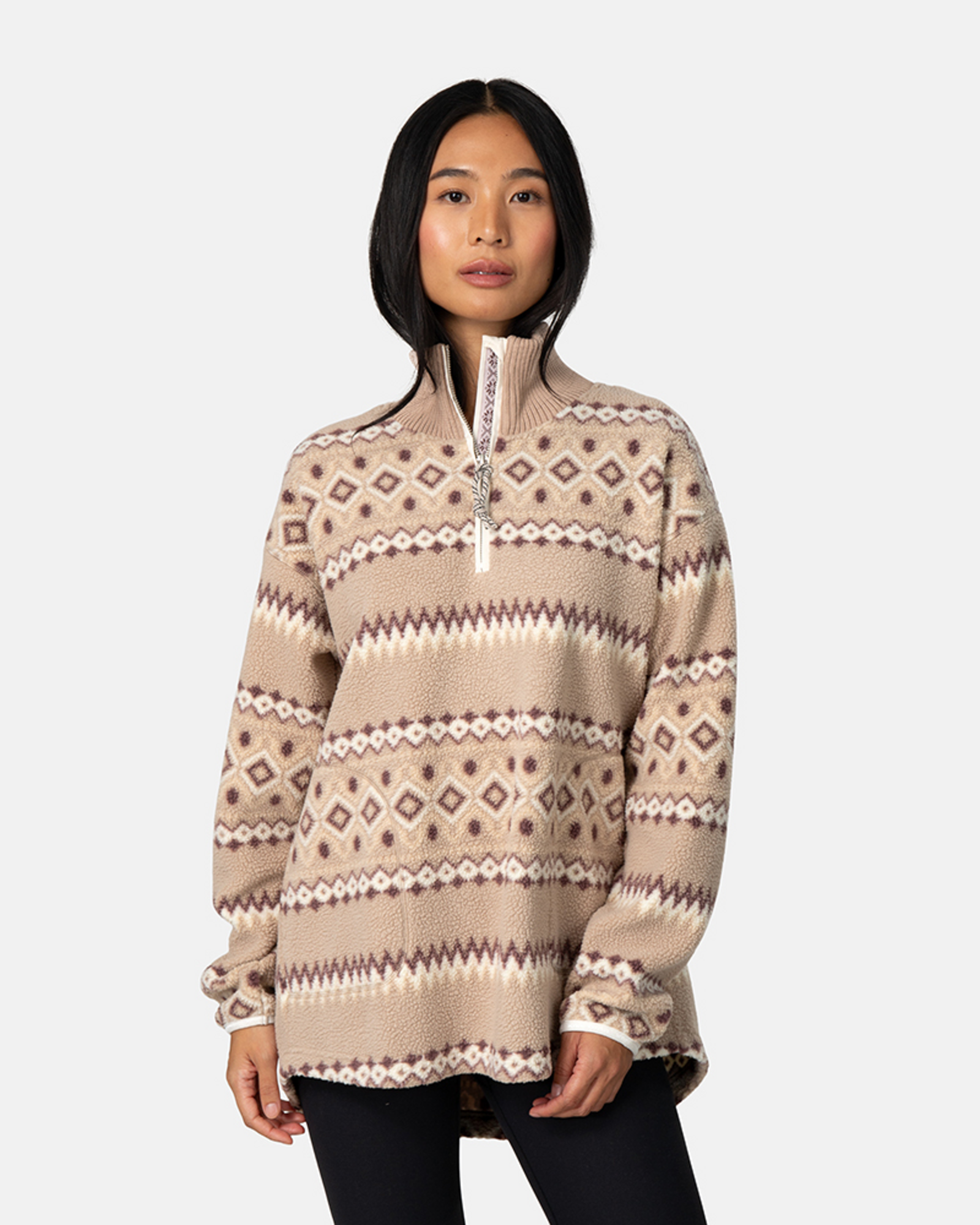 Kari Traa Ruthie Midlayer Half Zip in BEIGE