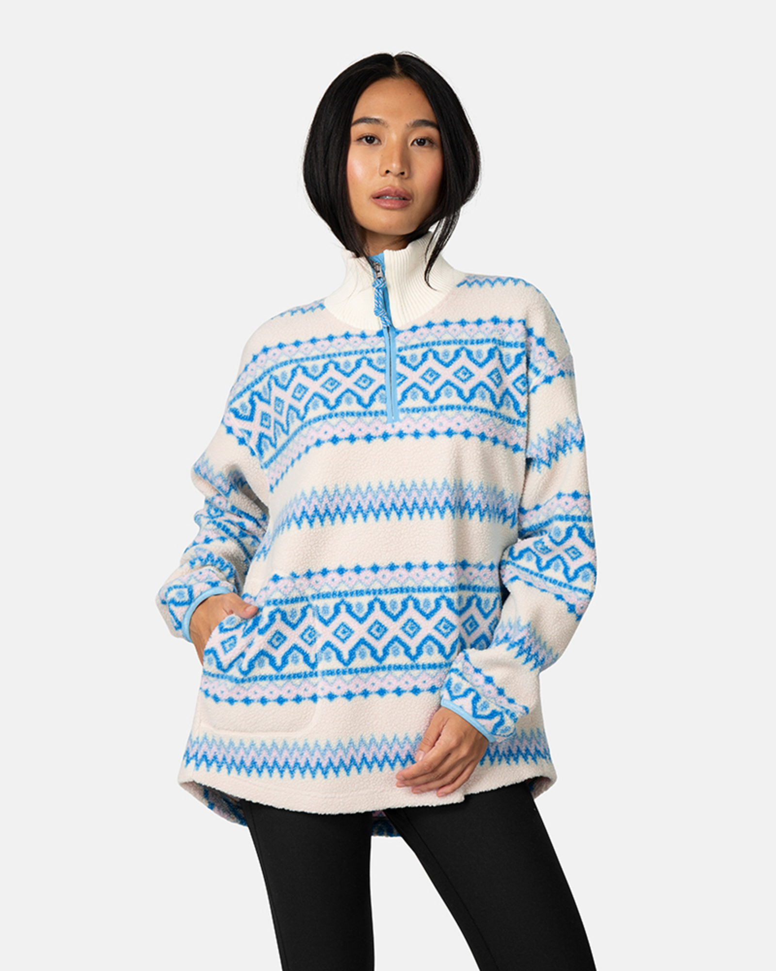 Kari Traa Ruthie Midlayer Half Zip in BEIGE